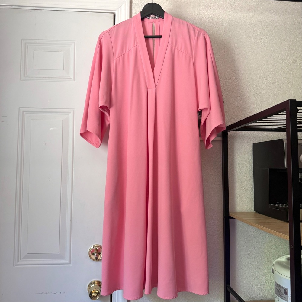 TOME NYC pink batwing dolman short sleeve cutout midi dress